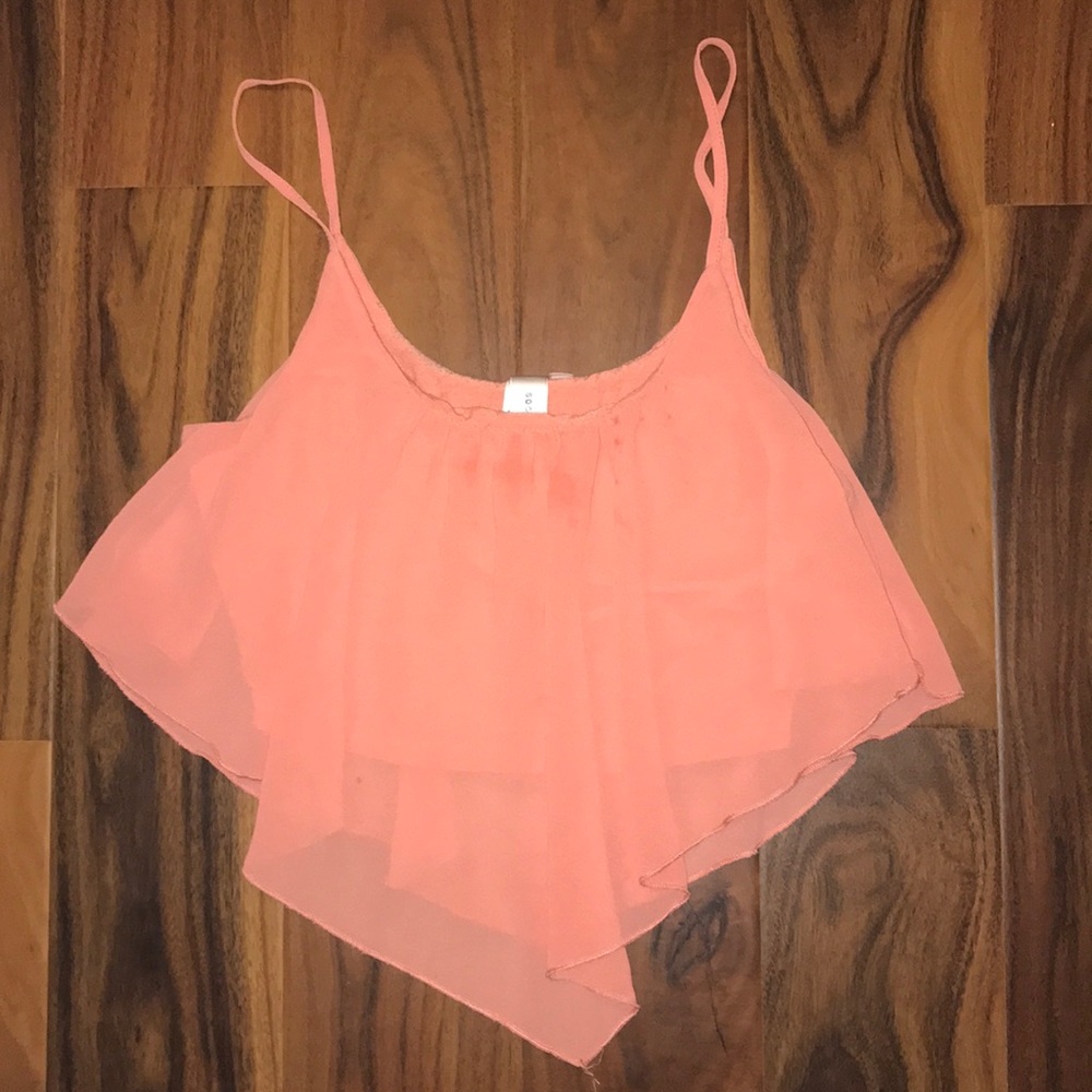Coral Flowy crop top
